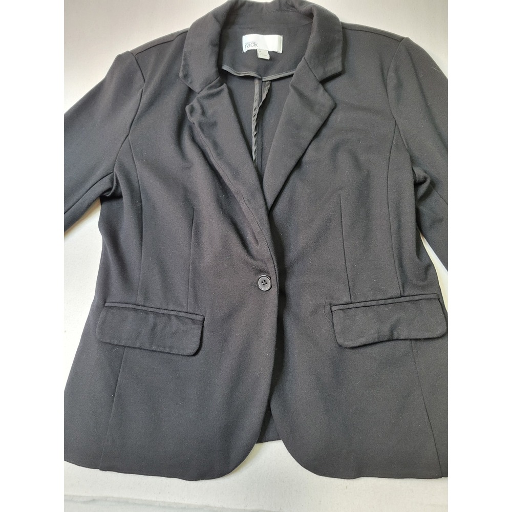 Nordstrom Rack Womens Black Knit Single Button Blazer Jacket Size M 1715
